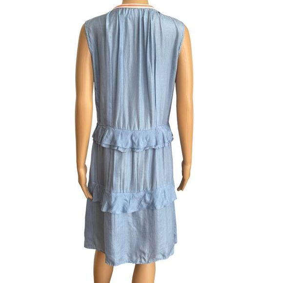 Dorothee Schumacher 100% silk satin V-neck button-down front tiered ruffles sz S - Picture 3 of 10